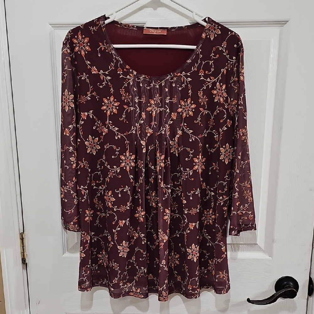 Floral Burgundy Women's Top